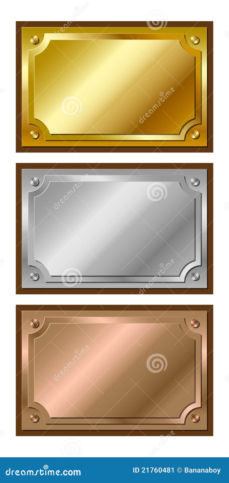 Golden, Silver and Bronze Plaques Stock Vector Illustration of effect
