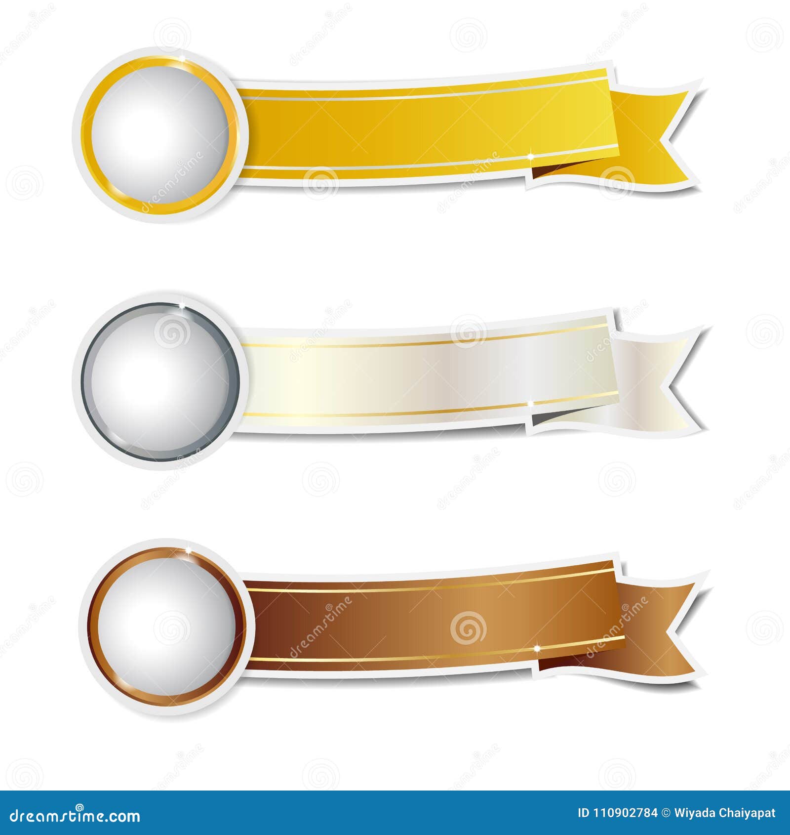 Bronze Ribbons And Banners With Gold Stock Image
