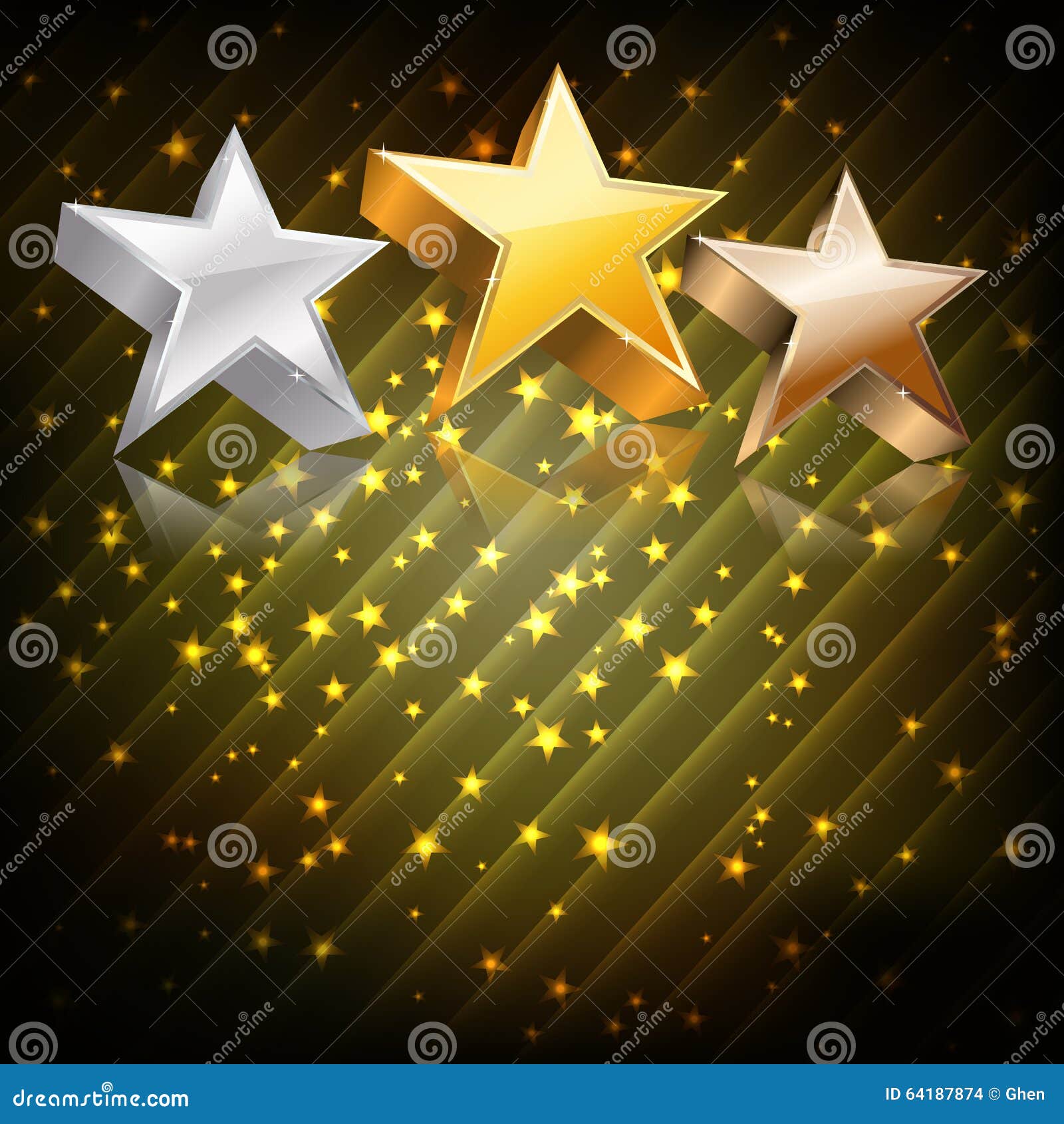 Golden, Silver and Bronze Stars Stock Vector Illustration of fame