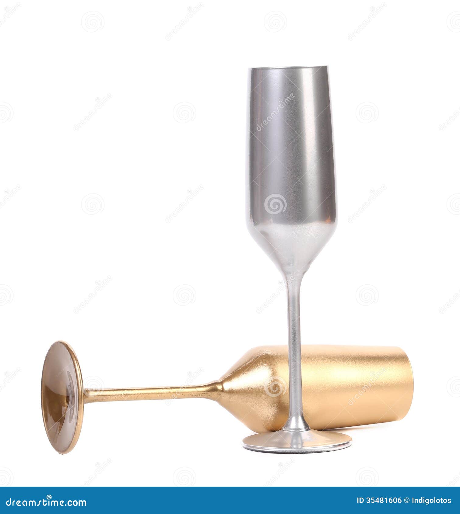 Golden and Silver Champagne Glasses. Stock Photo Image of invline