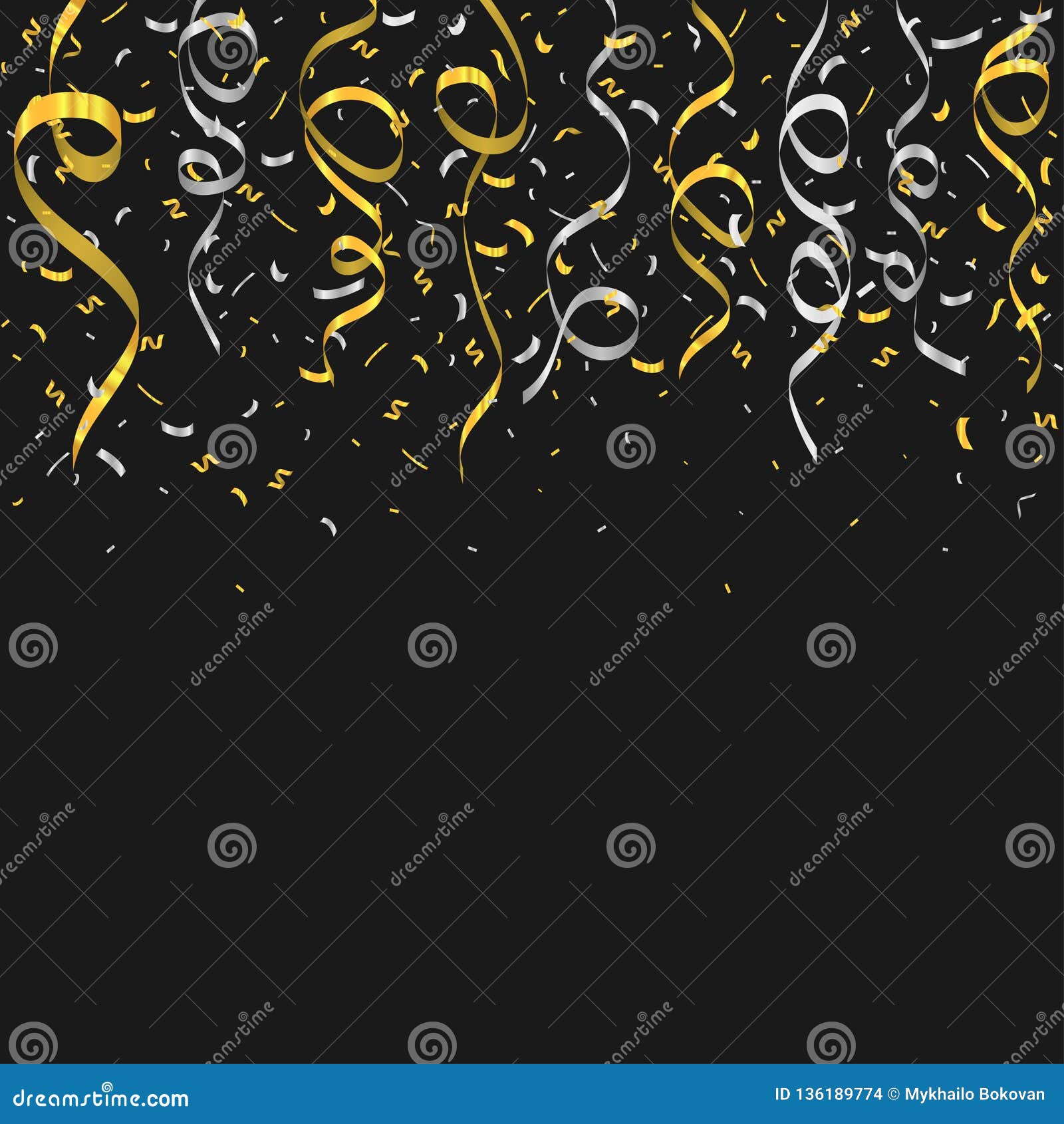 Golden and silver confetti stock vector. Illustration of design - 136189774