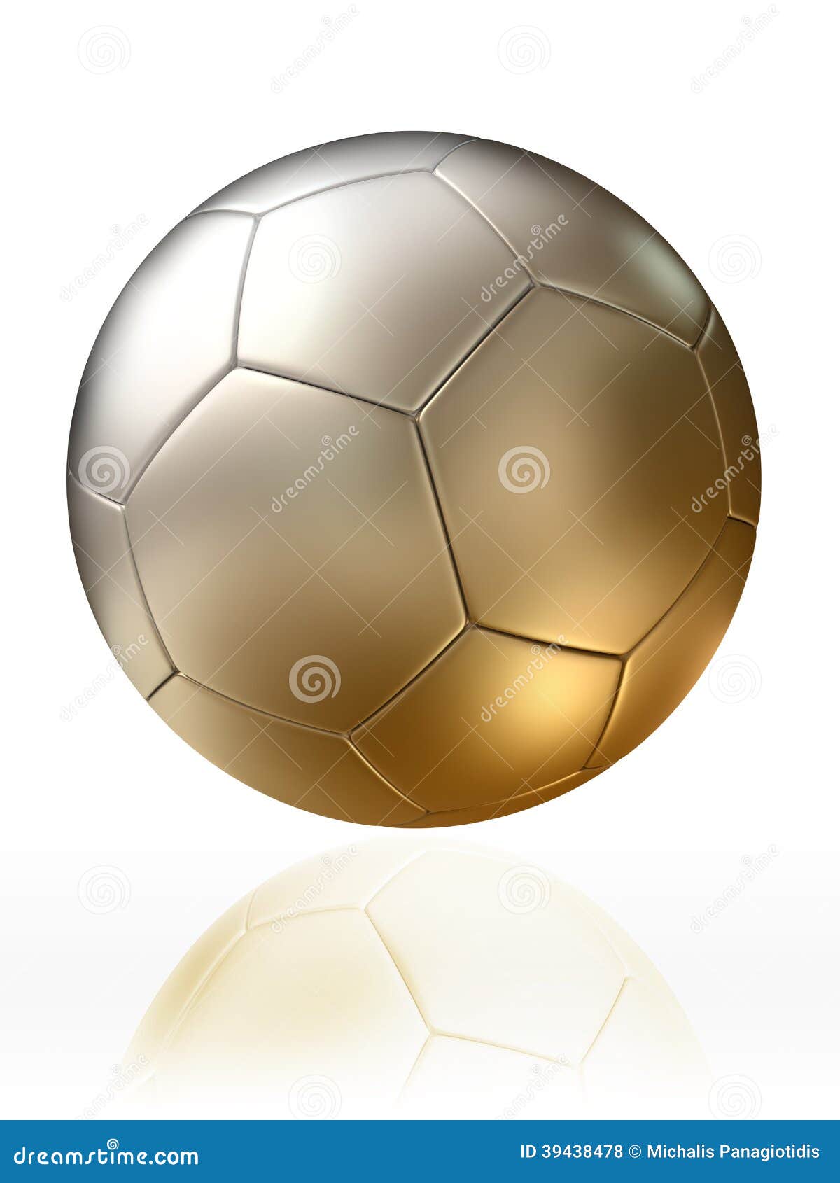 Golden silver soccer ball stock illustration. Illustration of object ...