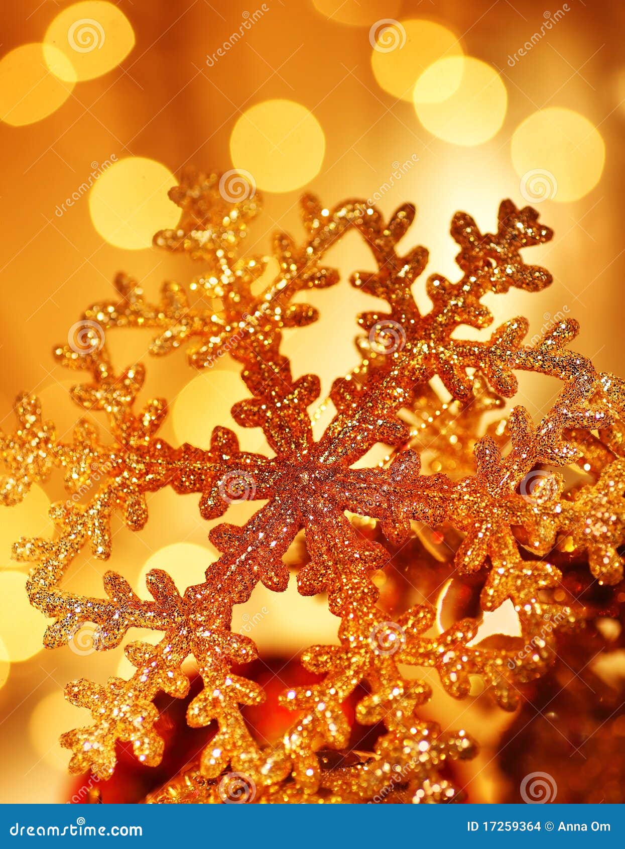 Golden Snowflake Christmas Tree Decorations Stock Photo Image of blur
