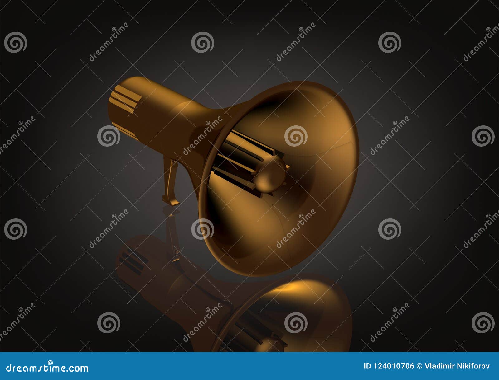 Golden speaker on a black stock illustration. Illustration of audio