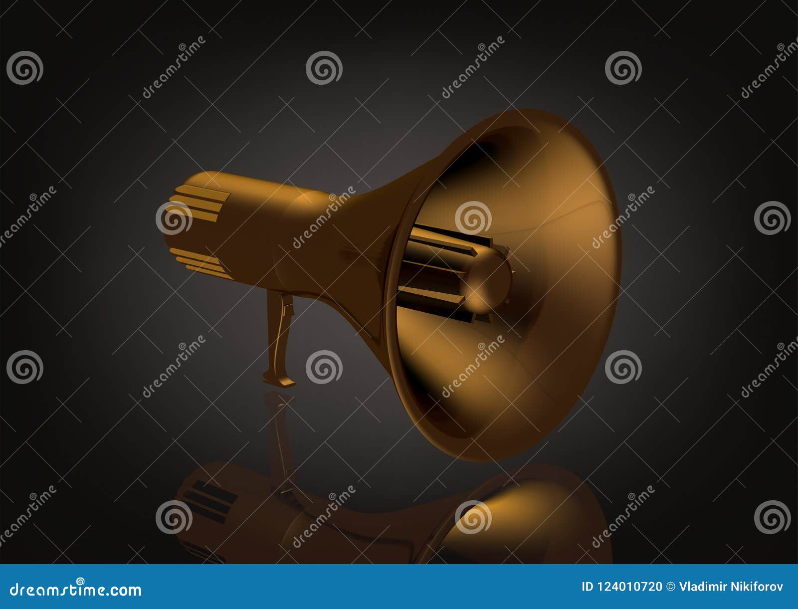 Golden speaker on a black stock illustration. Illustration of control