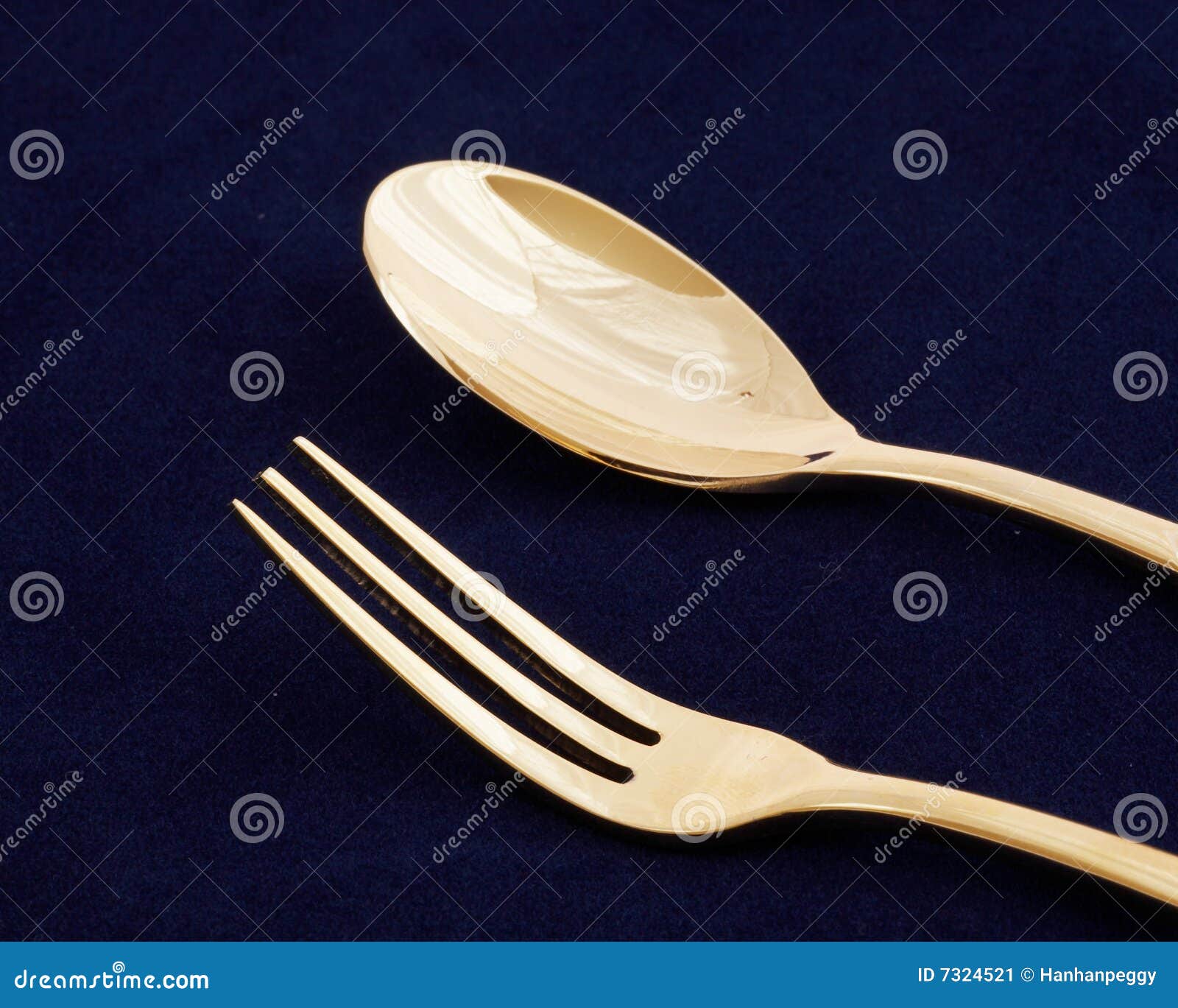 Golden spoon and fork stock image. Image of golden, canteen 7324521