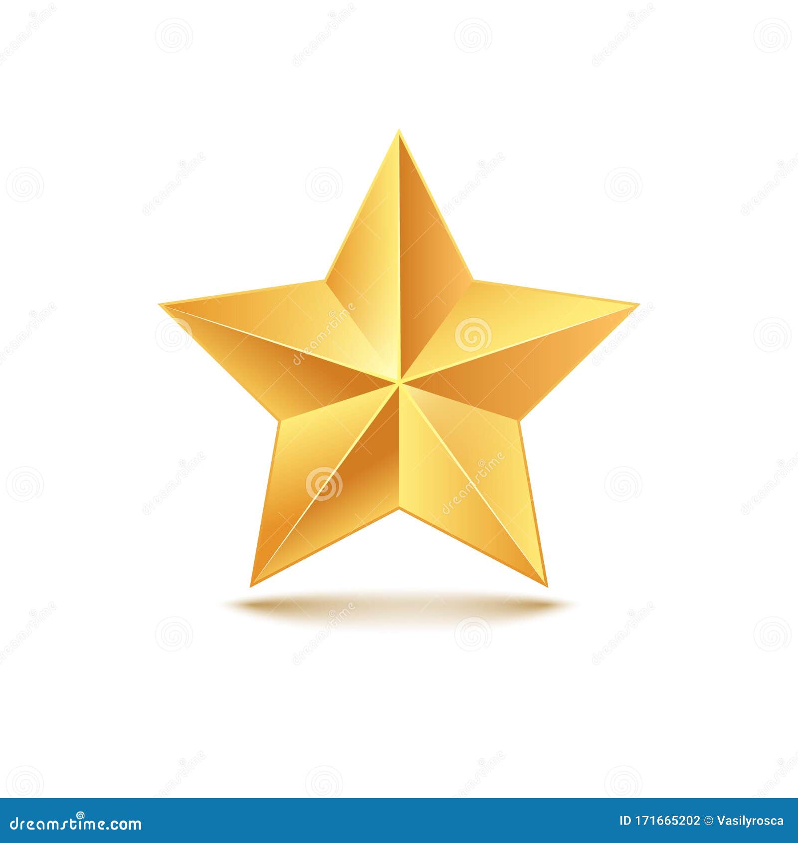 Golden Star Vector 3d Illustration. Gold Medal Star Isolated Decoration