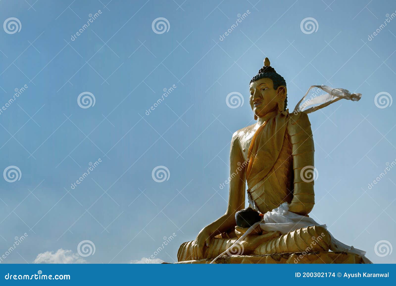 Golden Statue of Lord Buddha Stock Photo Image of light, india 200302174