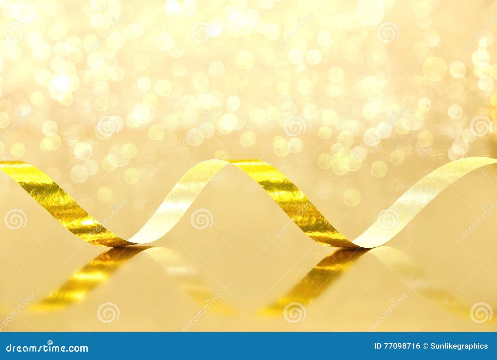 Golden Streamer on Shiny Background. Holiday Background or Greet Stock ...