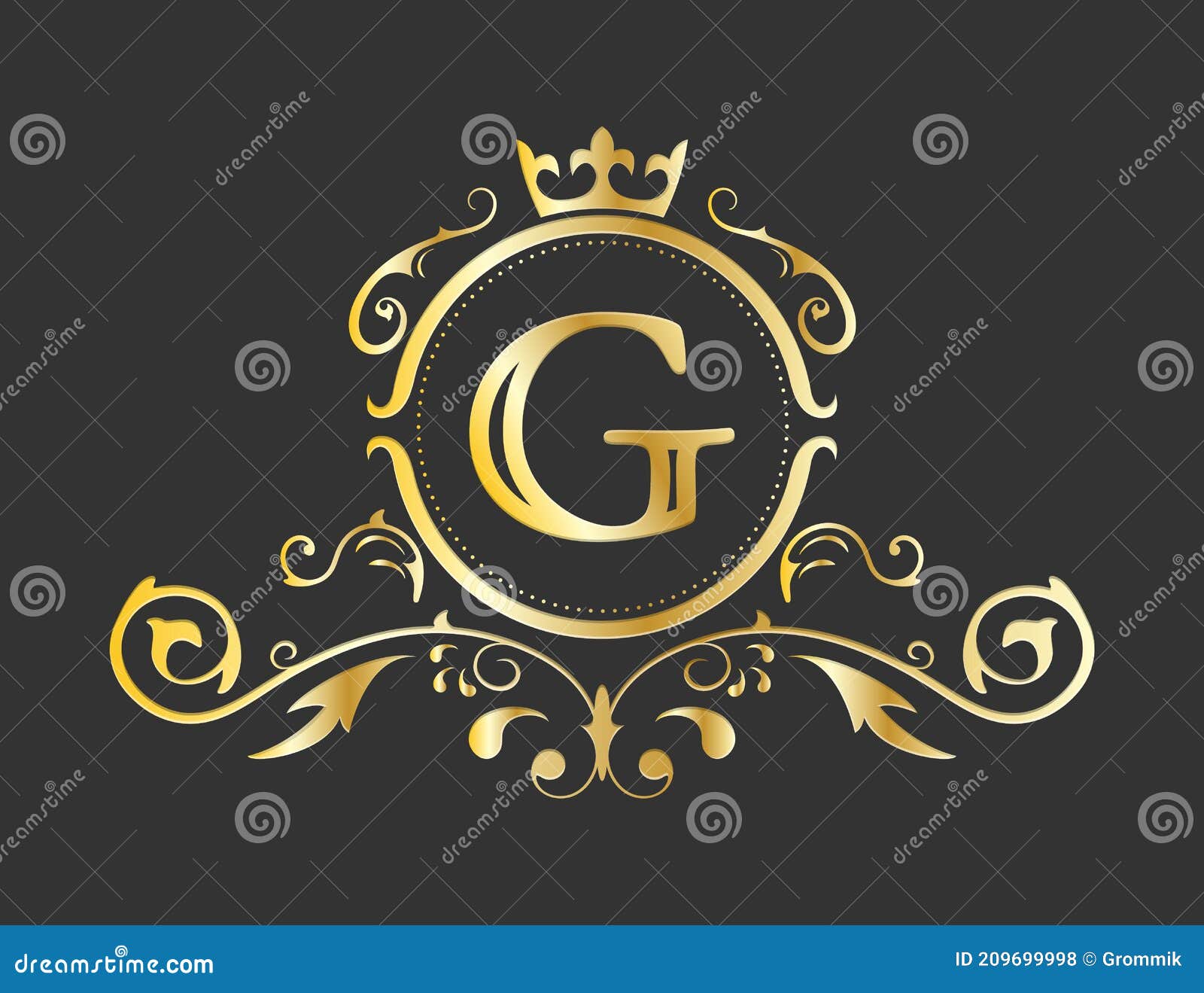 Golden Stylized Letter G of the Latin Alphabet. Monogram Template with ...