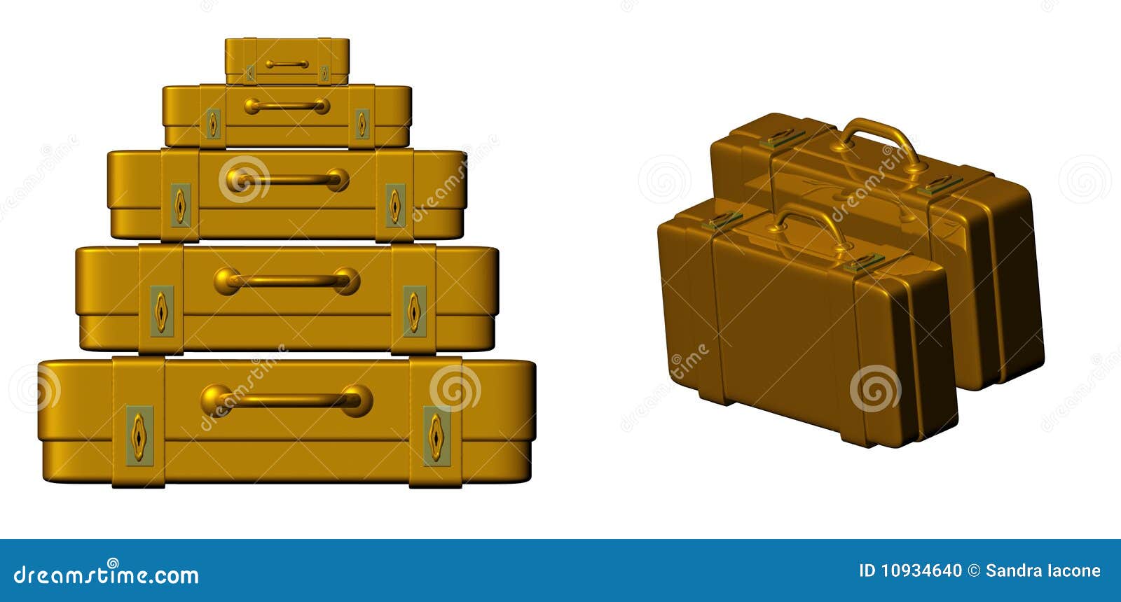 Golden suitcase stock illustration. Illustration of metal 10934640