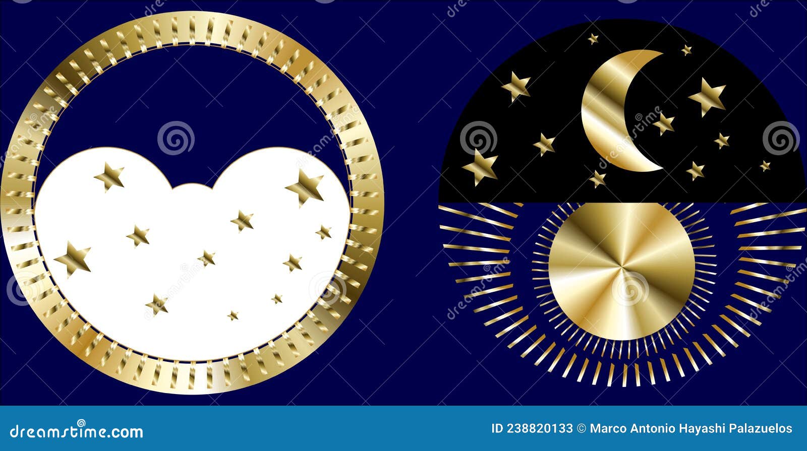 Golden Sun and Silver Moon Day Night Indicator Illustartion Stock