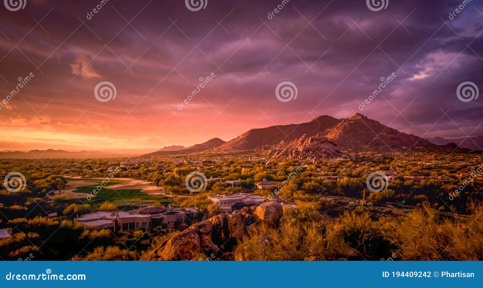 golden sunset over north scottsdale,arizona.