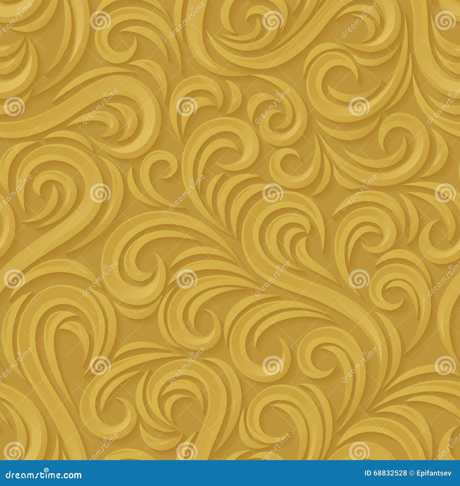 golden swirl seamless pattern.