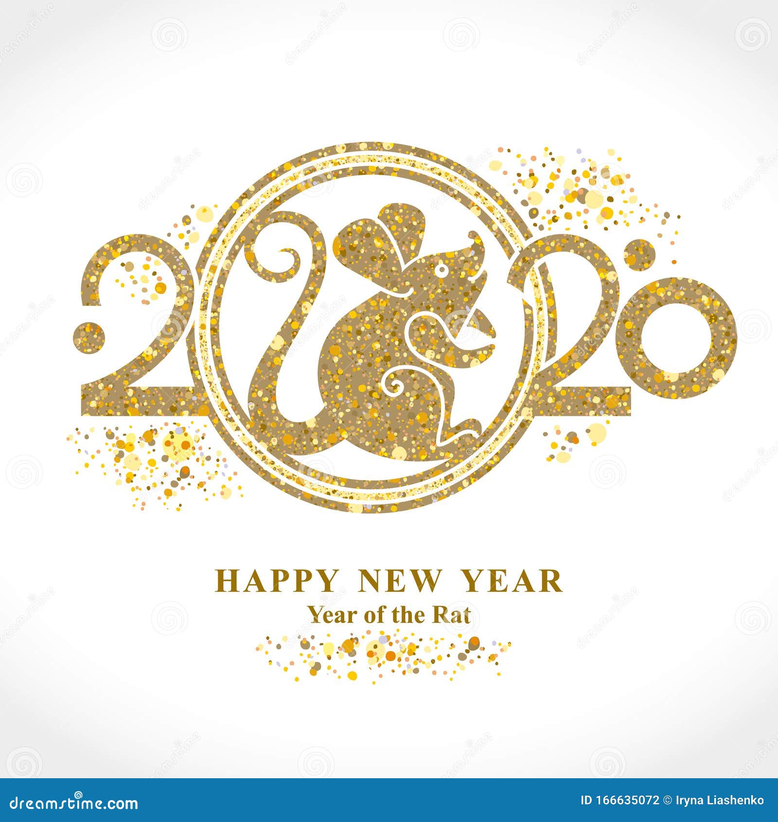 Golden Symbol Rat In The Chinese Calendar 浅色背景上带金符号的水平网幅和文字库存照片 图片包括有图象 愉快