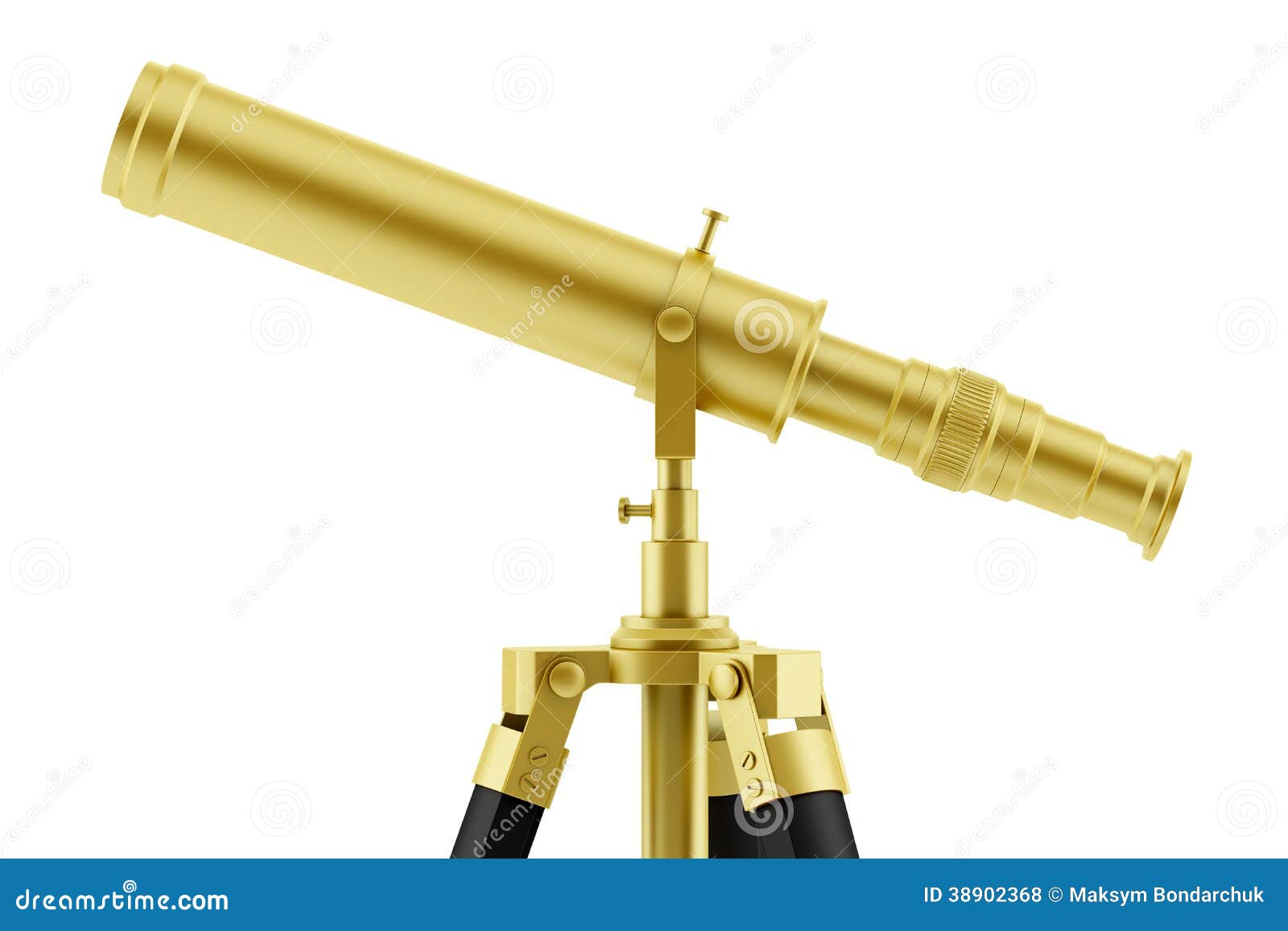Golden Telescope On Tripod Isolated On White Stock Illustration Illustration of golden, path