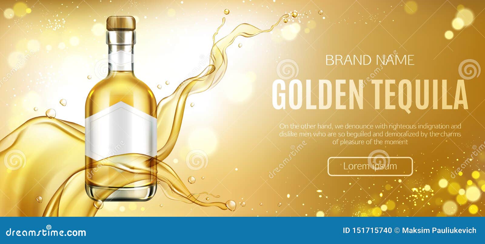 Download Golden Tequila Bottle Mock Up Advertising Banner Stock Vector Illustration Of Party Label 151715740 Yellowimages Mockups