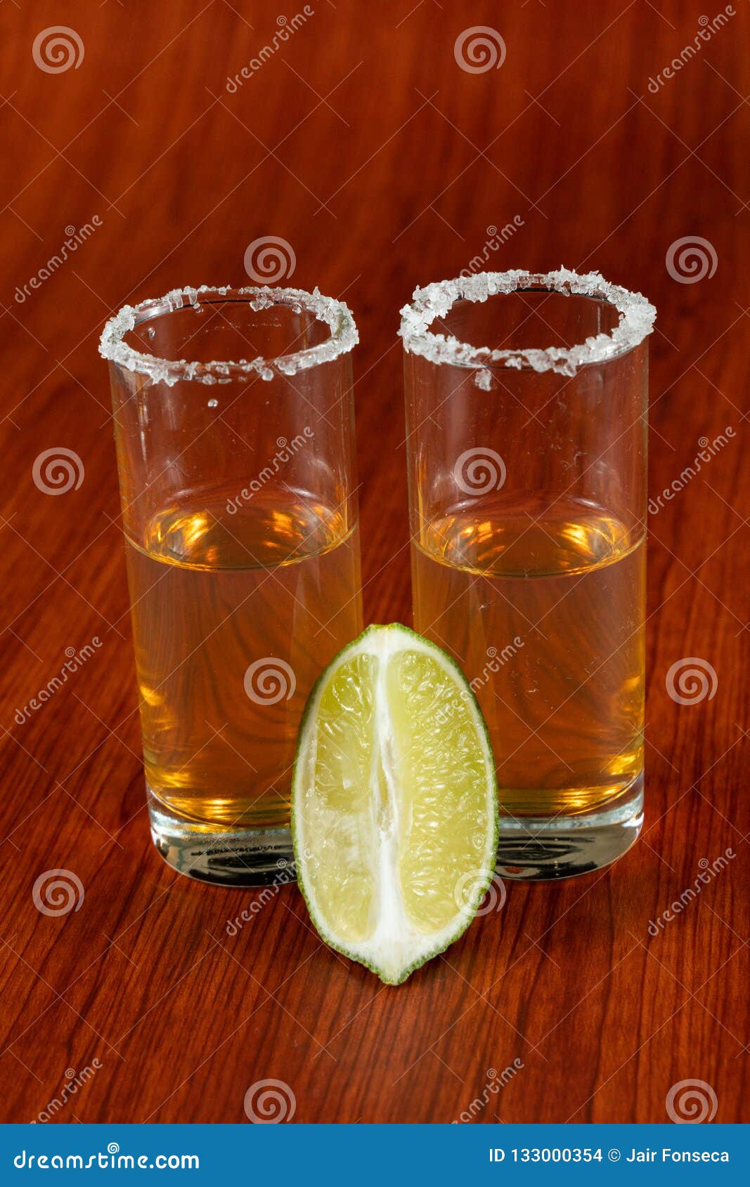Golden Tequila with Lemon and Salt. Drinks, Liquor Stock Photo Image