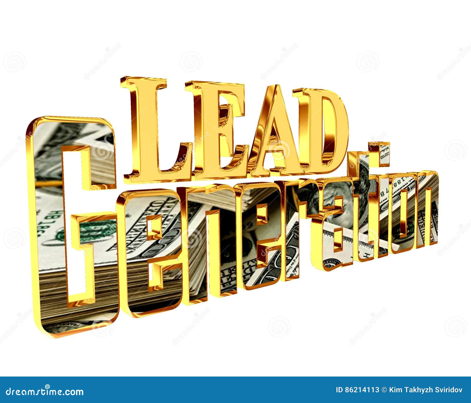 Golden Text Lead Generation on a White Background Stock Illustration