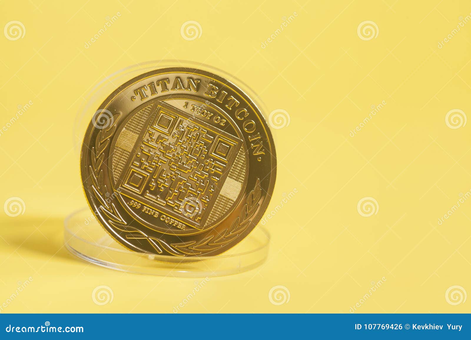 Golden Titan Bitcoin Coin stock photo. Image of digital ...