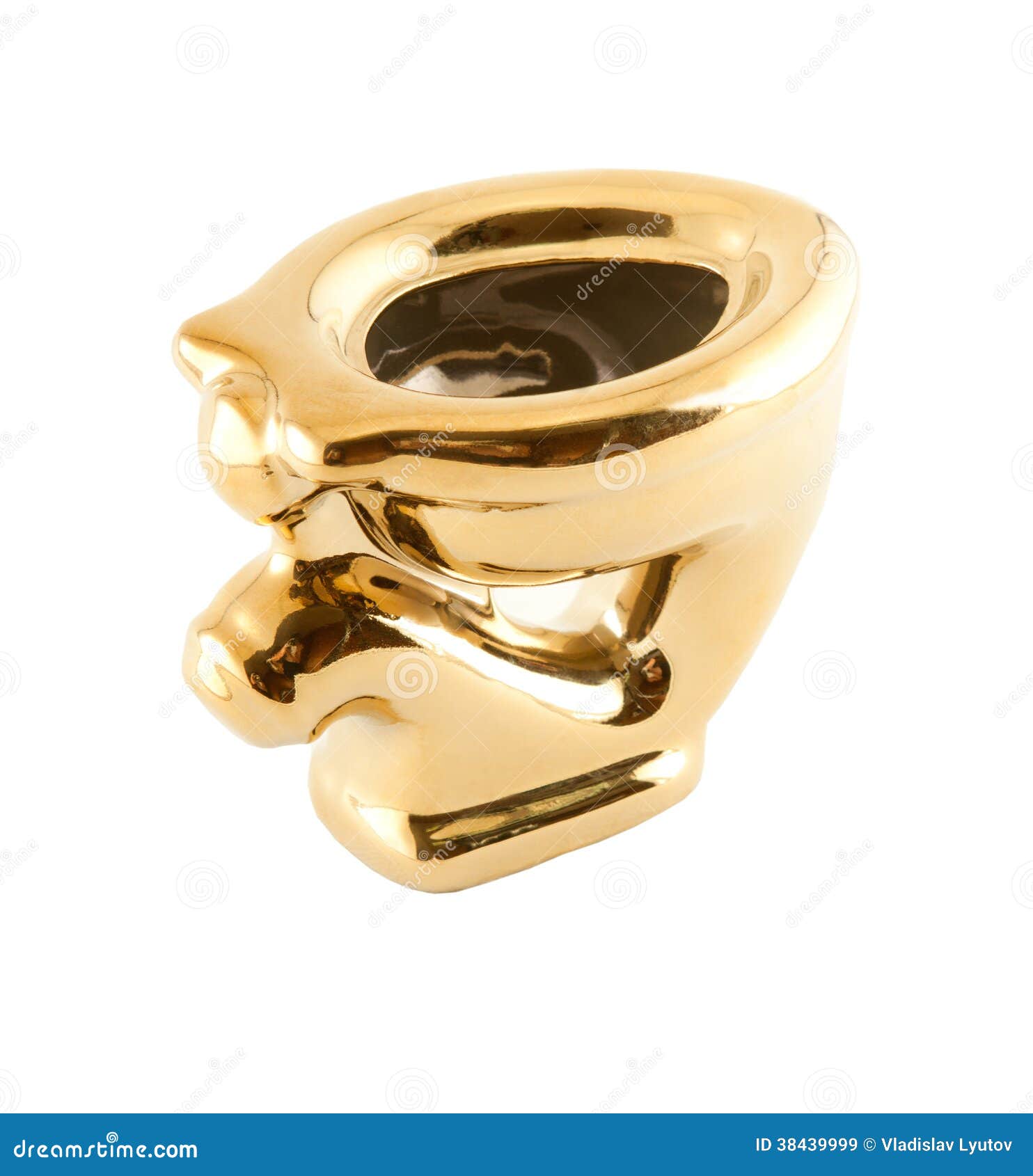 Golden Toilet Bowl On A White Background. Stock Image Image of