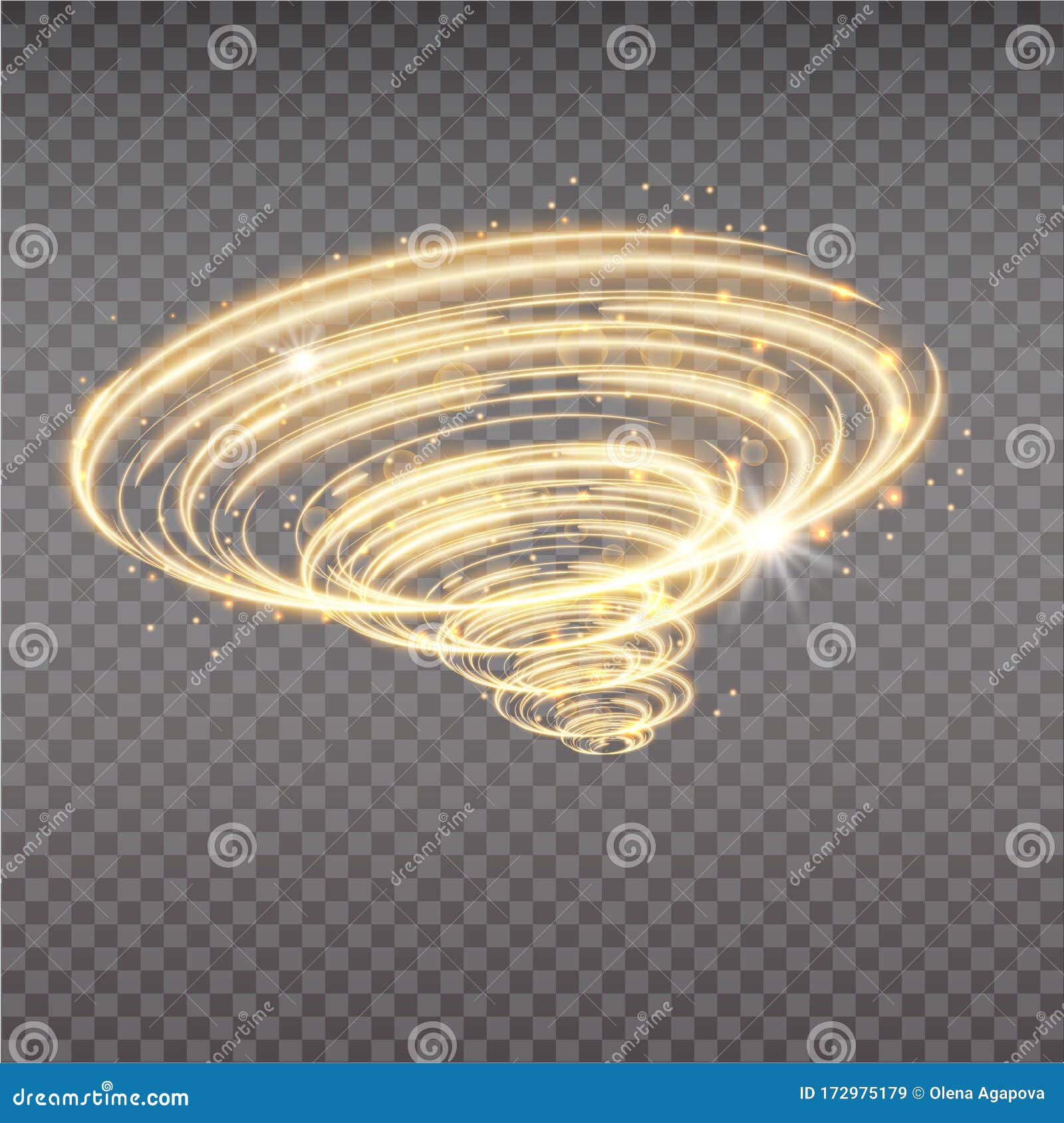 Golden Shimmering Swirl Vortex Or Spiral Glittering Star Dust