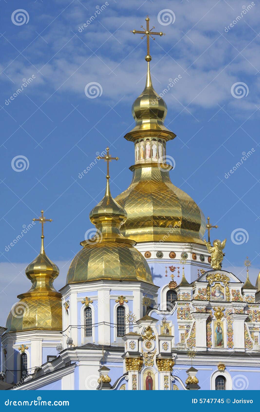 golden towers of orthodox church in kiev, ukraine