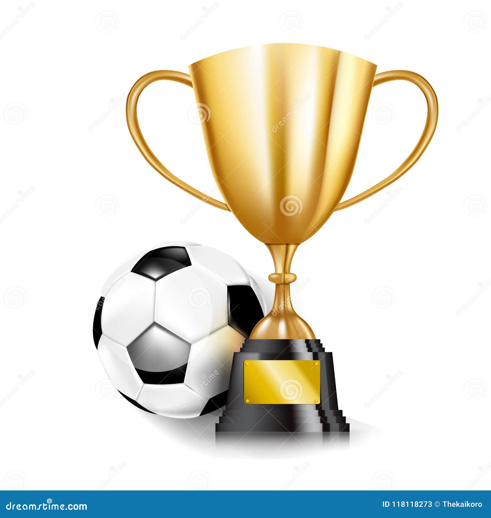 3D Golden Trophy Cups and Soccer Ball 002 Stock Vector - Illustration ...