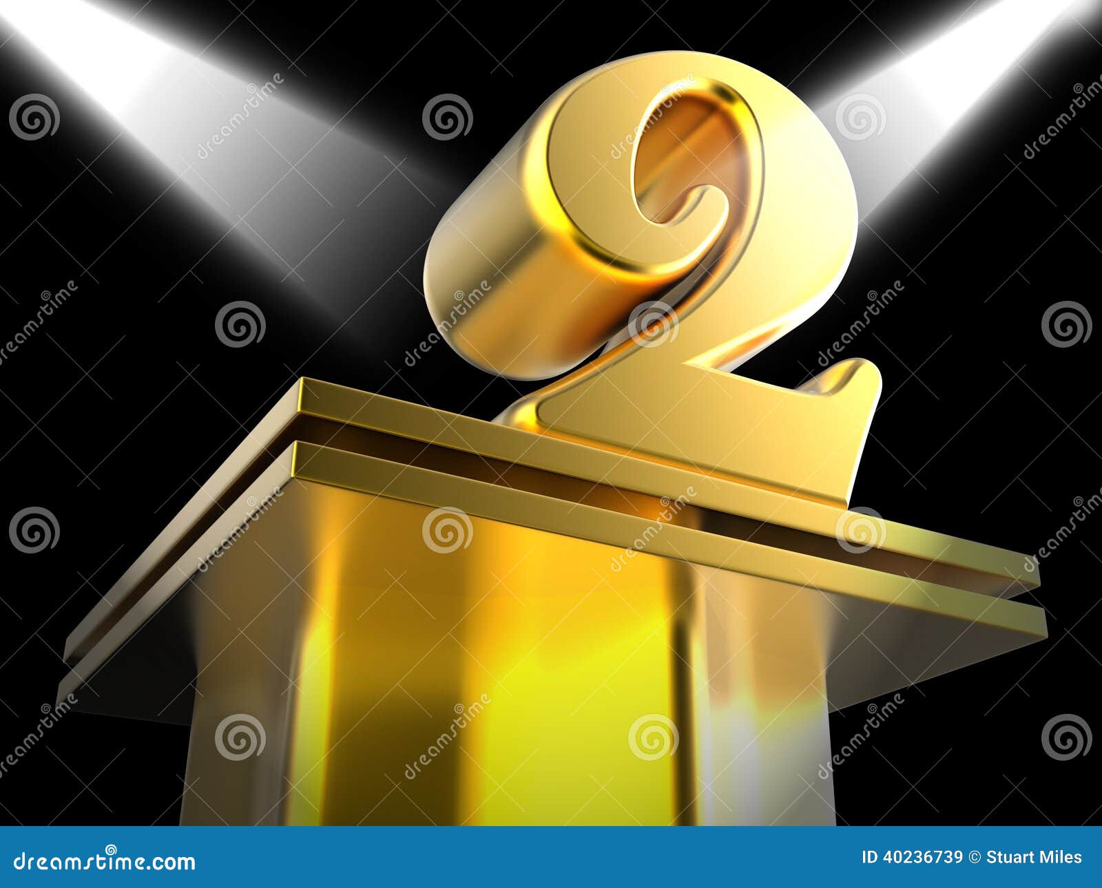 Golden Two on Pedestal Means Recognition and Stock Illustration