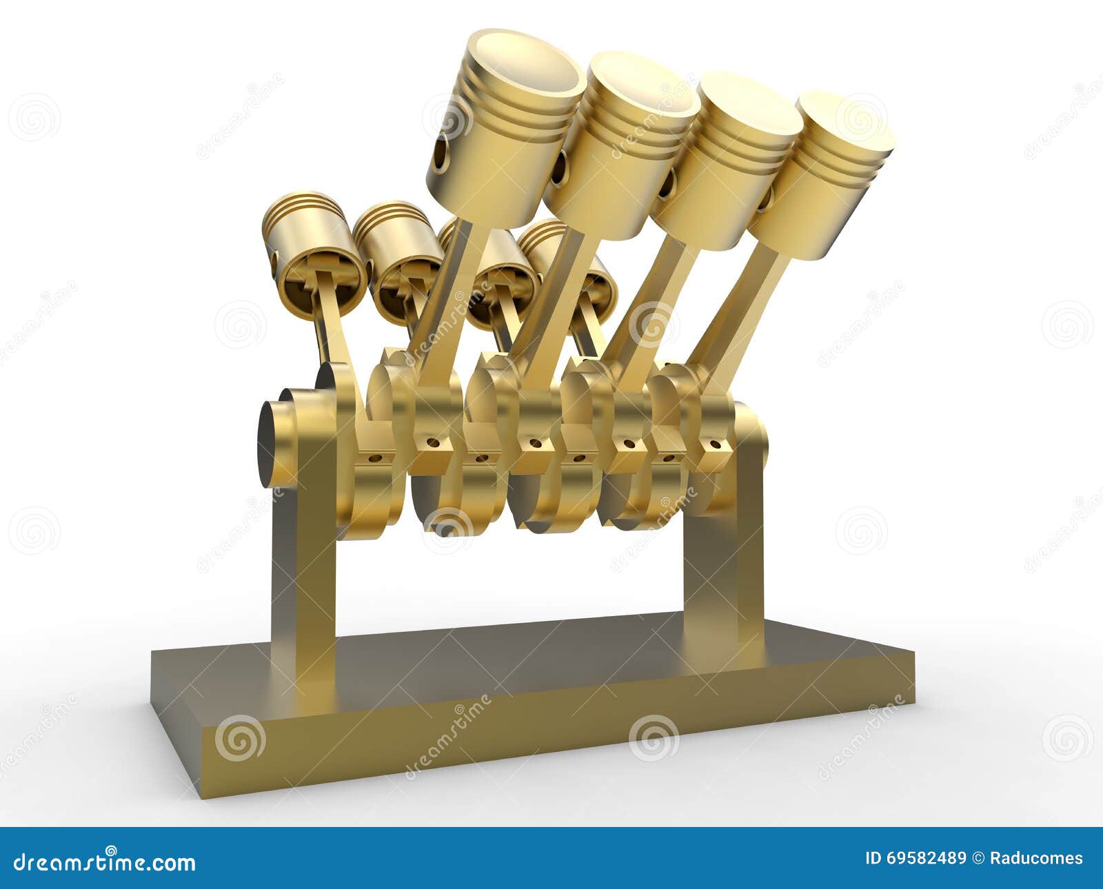 Golden V8 engine pistons stock illustration. Illustration of machine