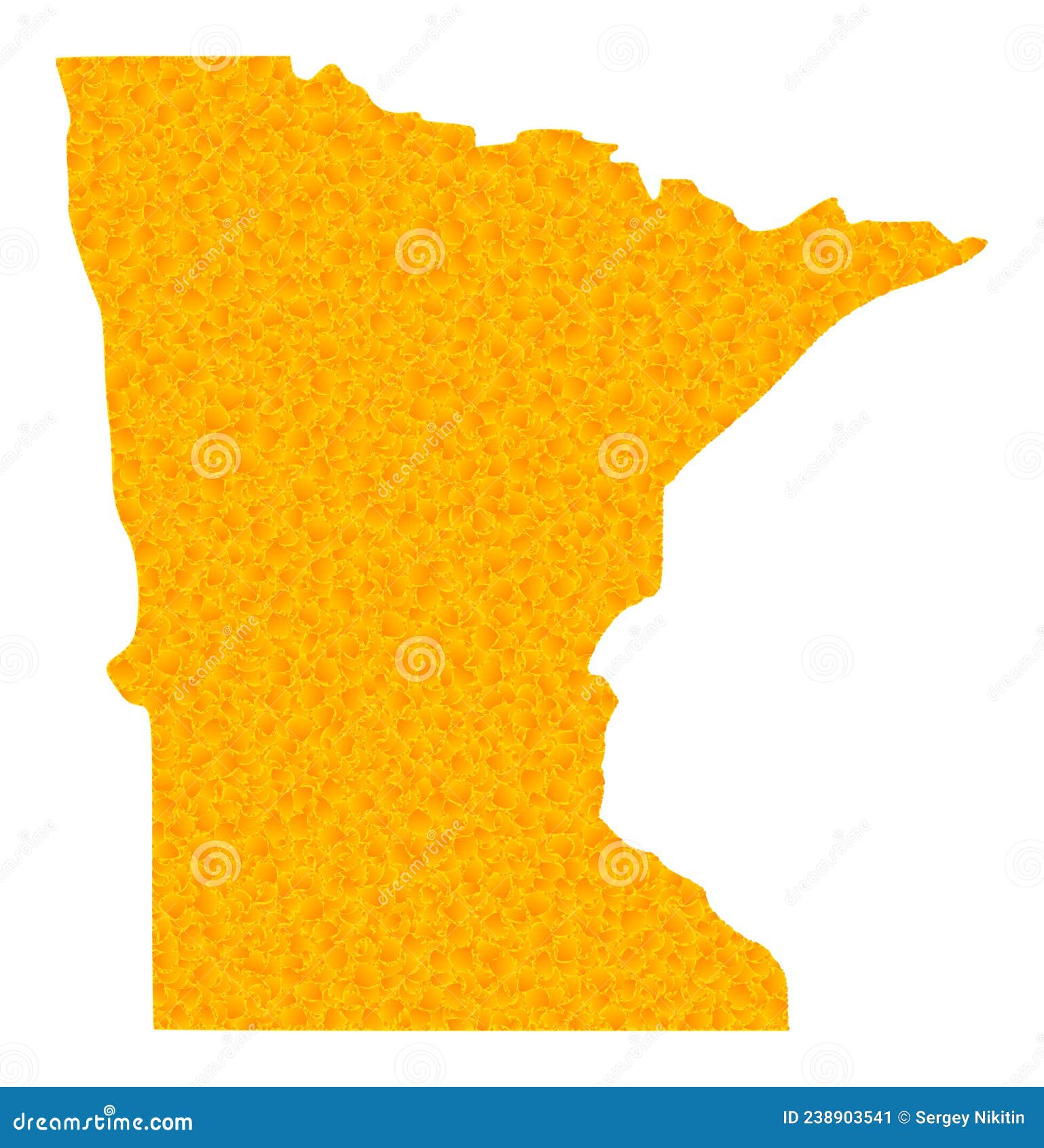 Golden Vector Map of Minnesota State Stock Vector Illustration of