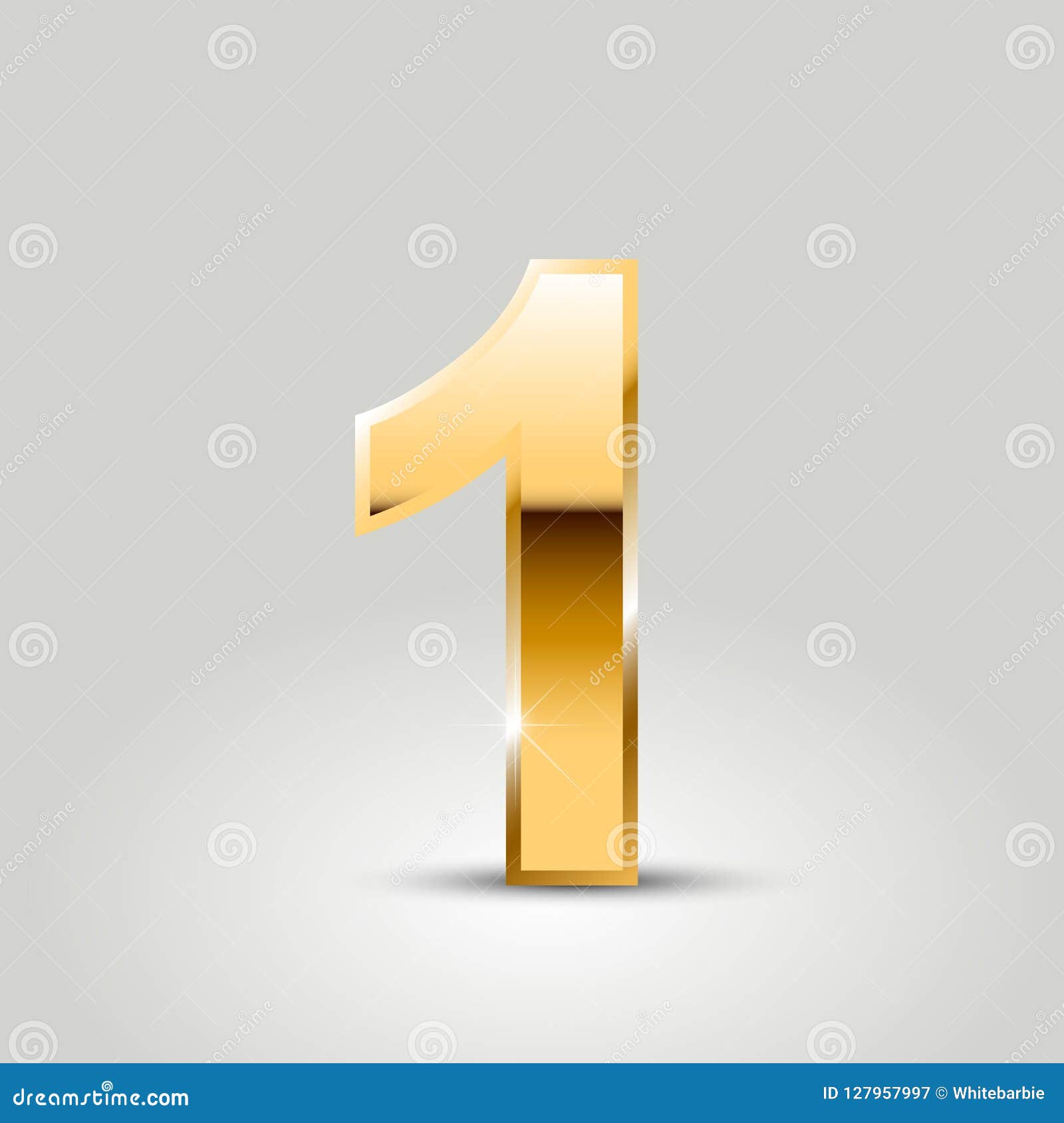 Golden Vector Number 1 Isolated on White Background Stock Illustration