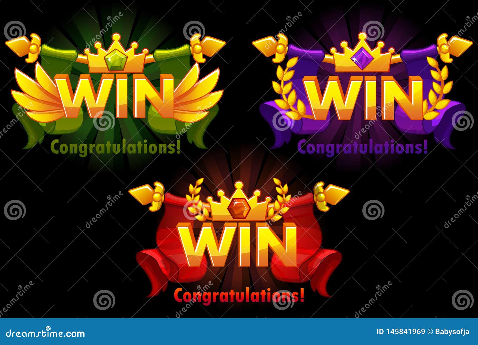 Golden WIN. Vector Versions Isolated Logo Win with Colored ...