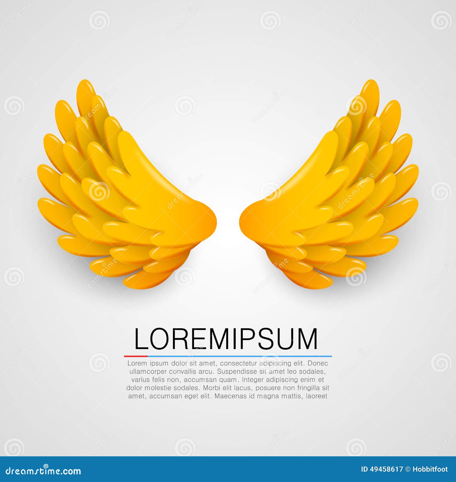 Golden Wings on White Background. Stock Vector Illustration of angel