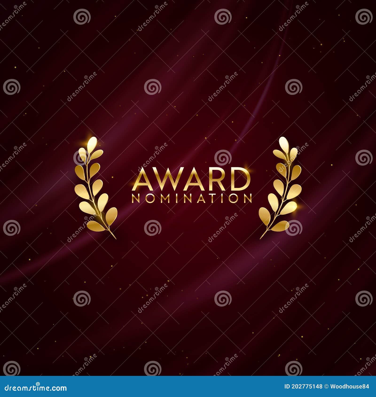 golden winner sparkle banner with laurel wreath. award nomination  background