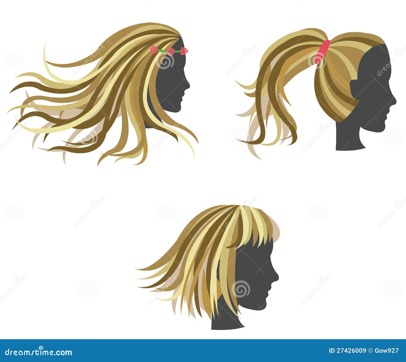 Golden Woman Hair Model on Dummies Stock Vector - Illustration of gold,  doodle: 27426009