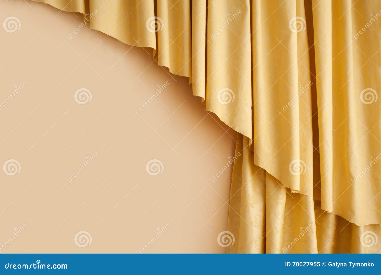 Golden Yellow Silk Curtain in the Room Stock Image Image of interior