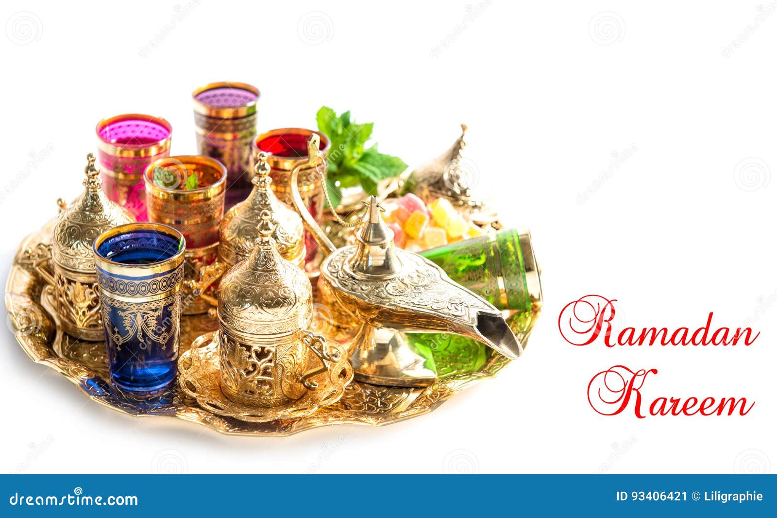 Goldene Islamische Moslemische Dekoration Teeservice Ramadans Stockbild -  Bild von kareem, kraut: 93406421