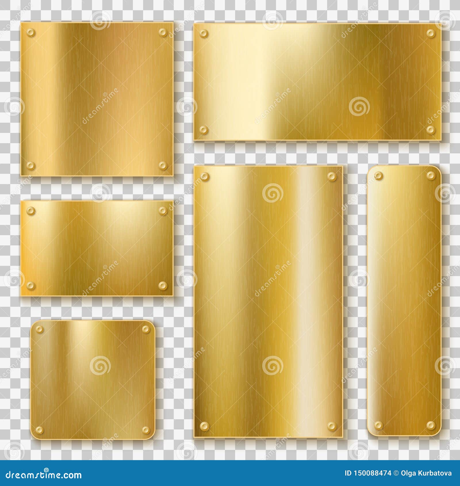 Goldene Platten Goldmetallische Gelbe Platte, Glänzende Bronzefahne  Strukturierter Leerer Polieraufkleber Mit Den Schrauben Reali Vektor  Abbildung - Illustration von platten, industriell: 150088474