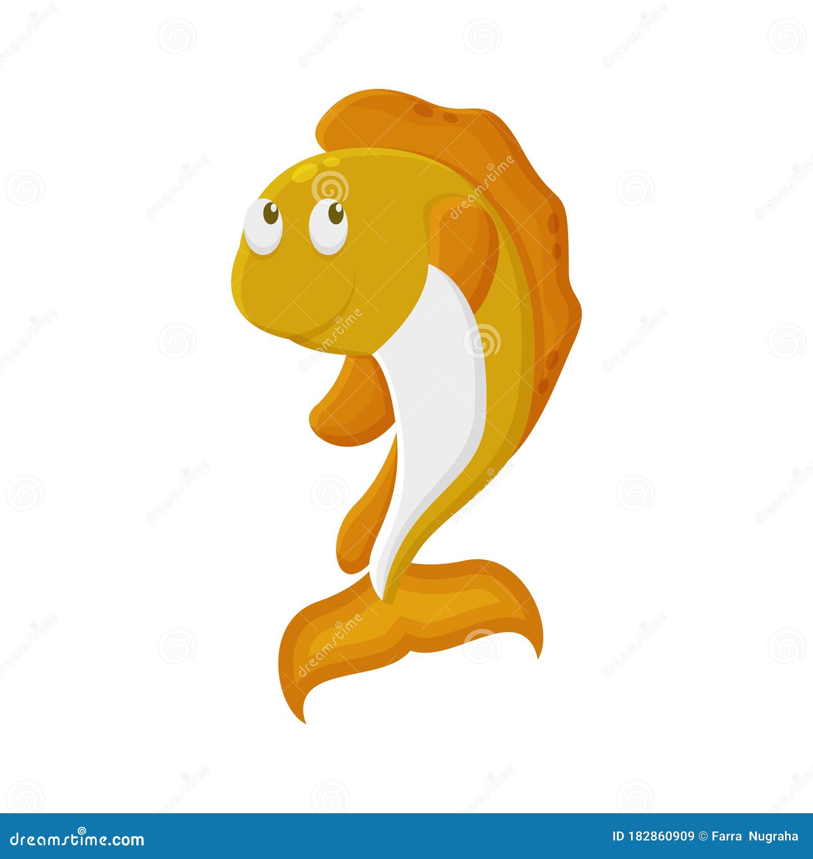Download Goldfish Cartoon Character. Cute Animal Mascot Icon Flat ...