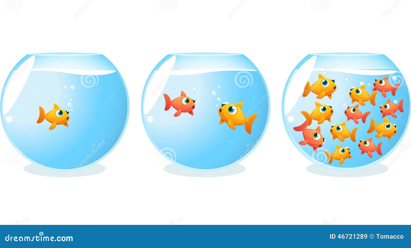 Goldfish Generations Fish Tanks Progression RoyaltyFree Illustration