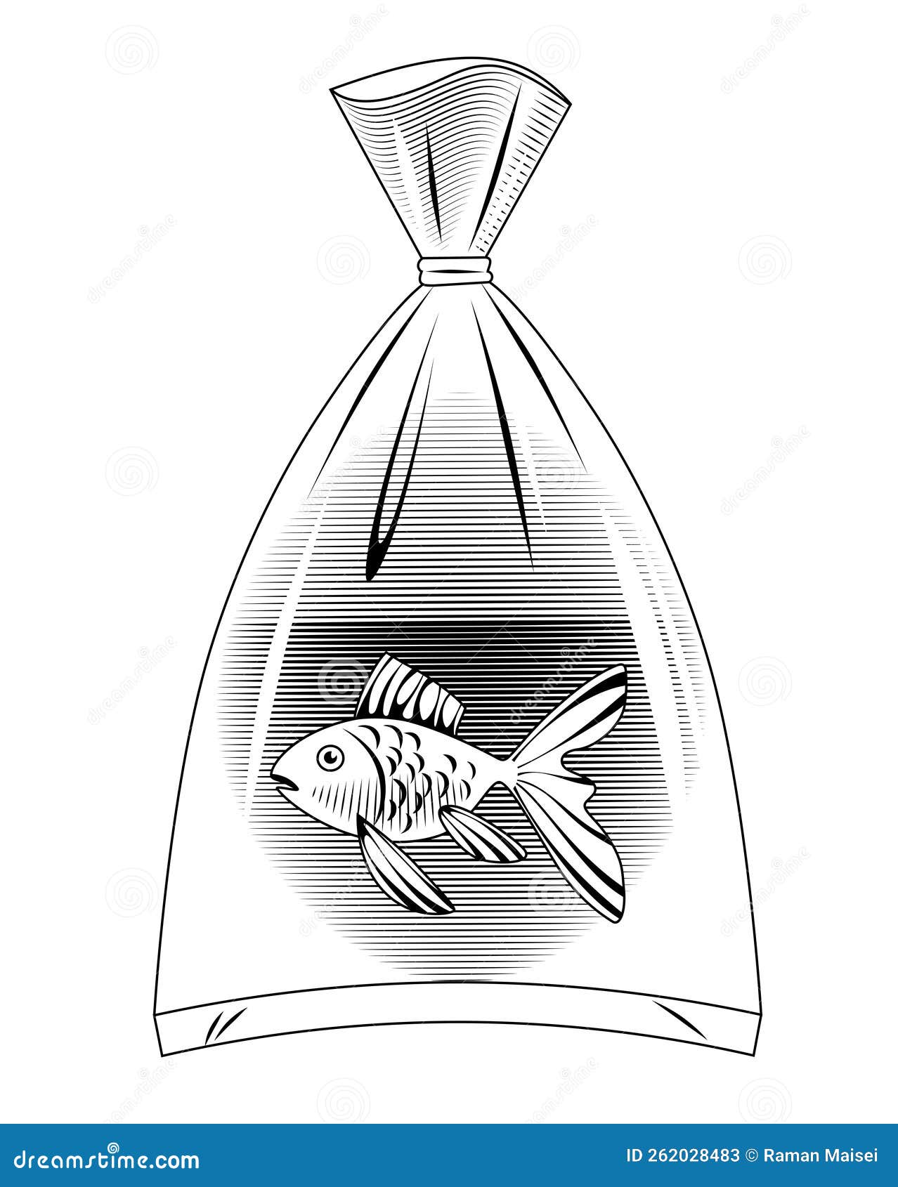 Goldfish in a Plastic Bag with Water Stock Vector - Illustration