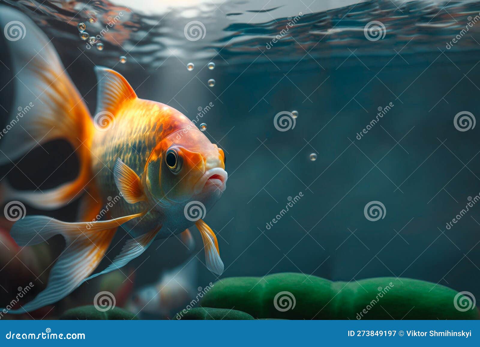 Goldfish Swimming in an Artificial Intelligence Aquarium Stock