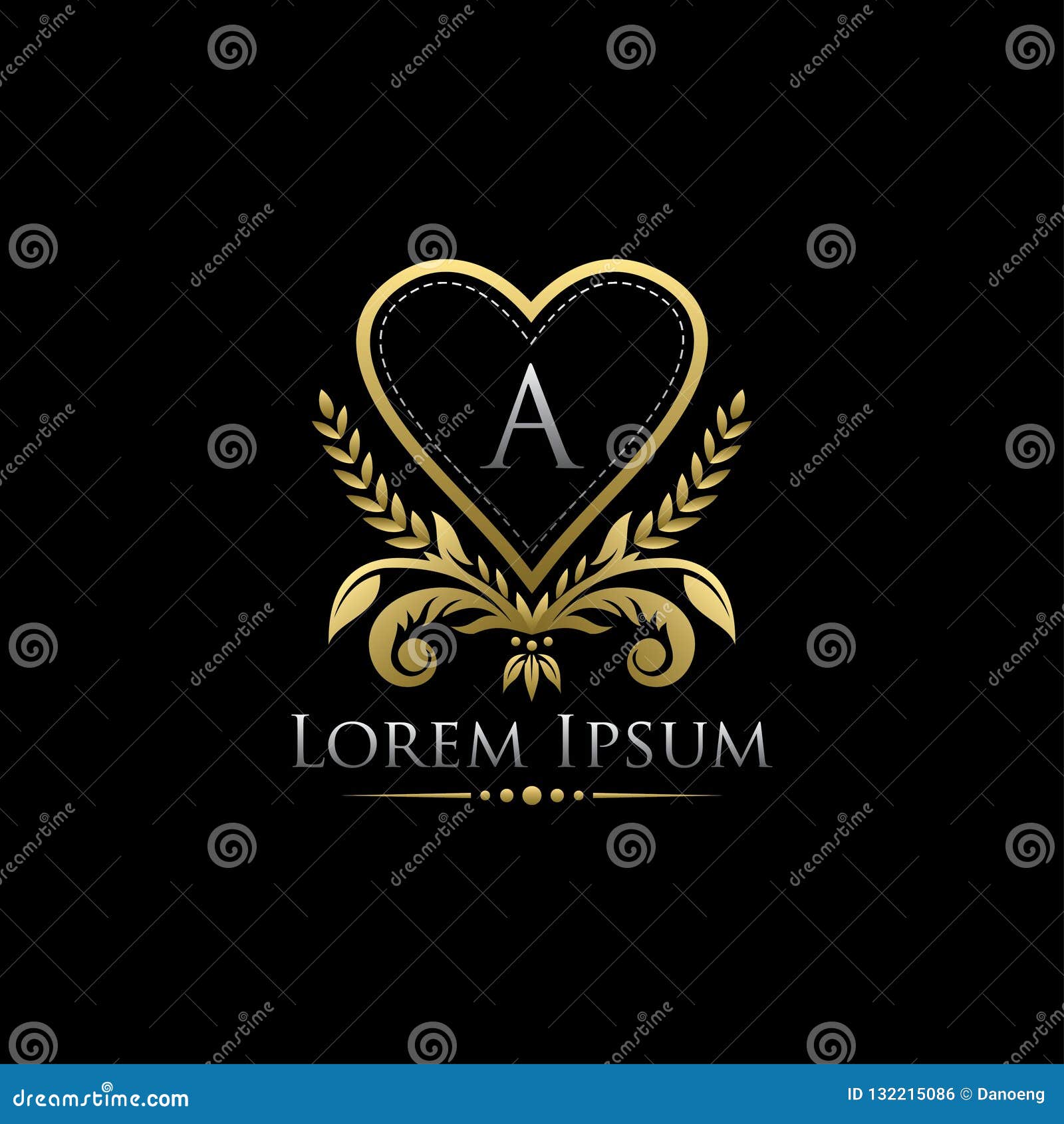 Goldnobles Herz Ein Buchstabe Logo Stock Abbildung Illustration Von Herz Logo