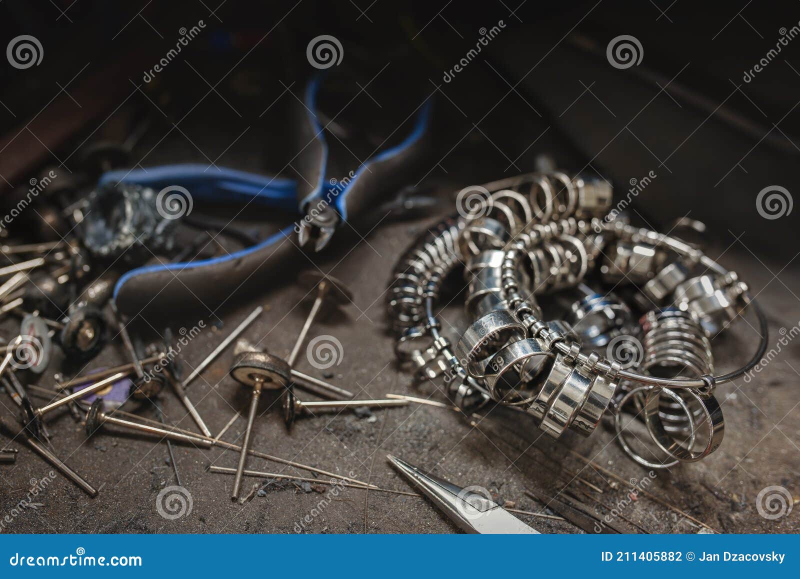 goldsmith`s tools and finger sizing gauges which are used to determine finger size.