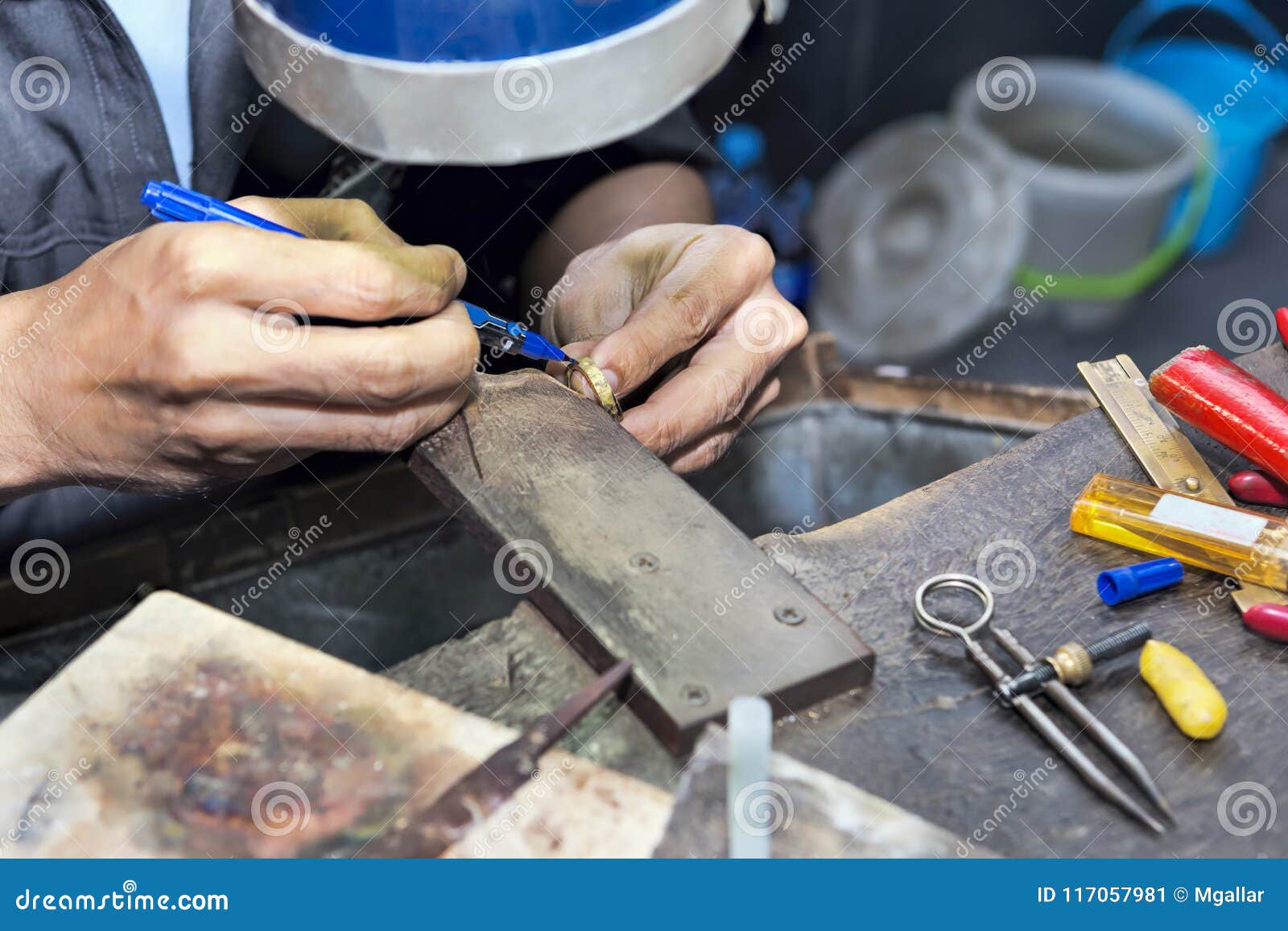 Goldsmith at Work with Traditional Tools Stock Image Image of jewelry