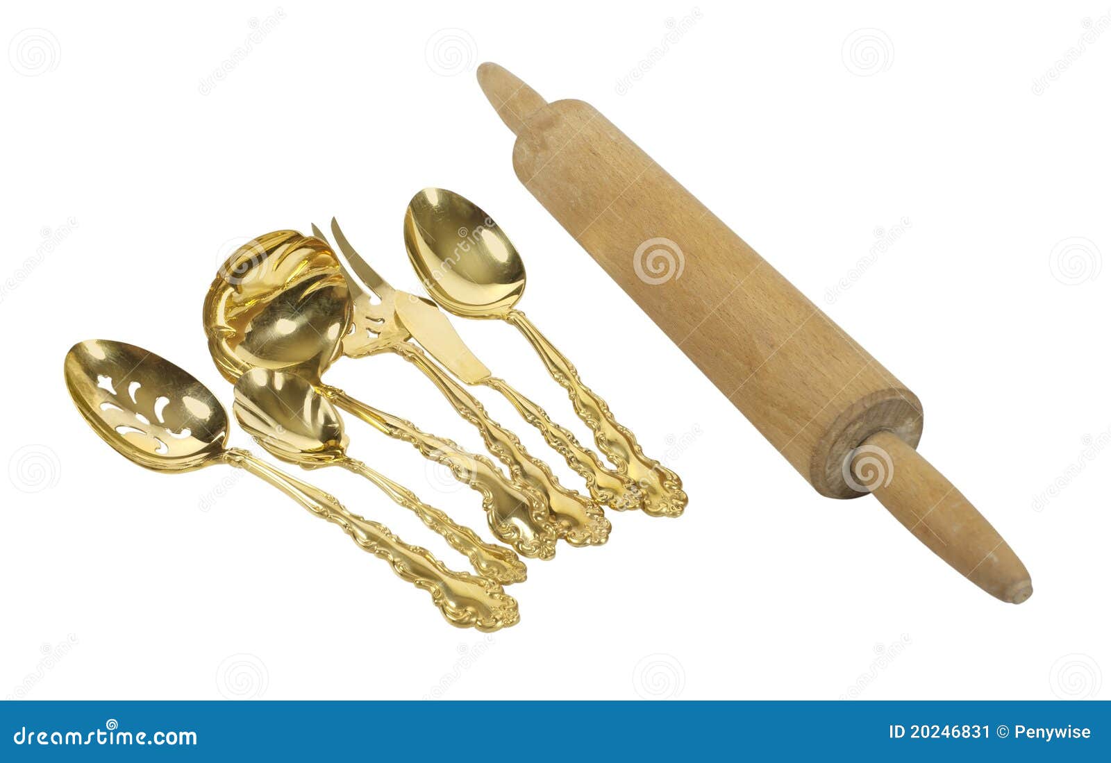 Goldware with a Rolling Pin Stock Image Image of goldware, luxury