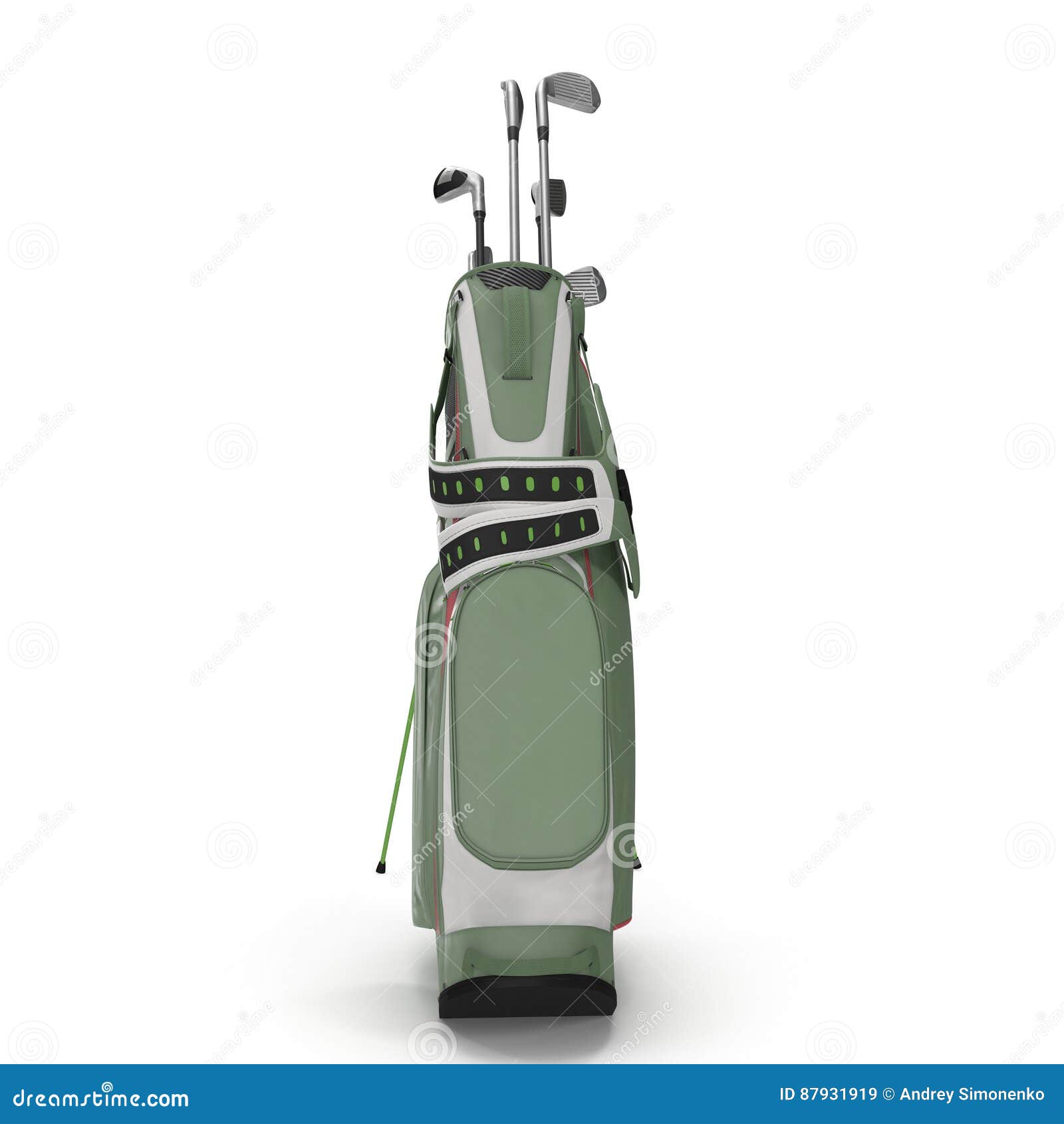Golf Bag With Clubs On White. 3D Illustration Stock Illustration