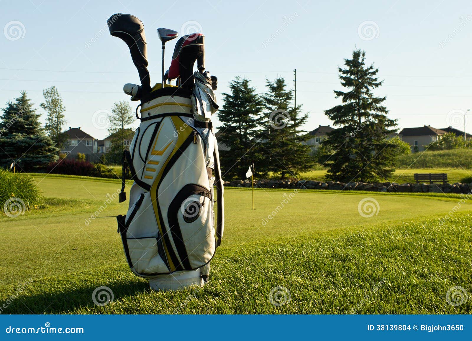 Golf bag on the course stock photo. Image of grass, outdoors 38139804