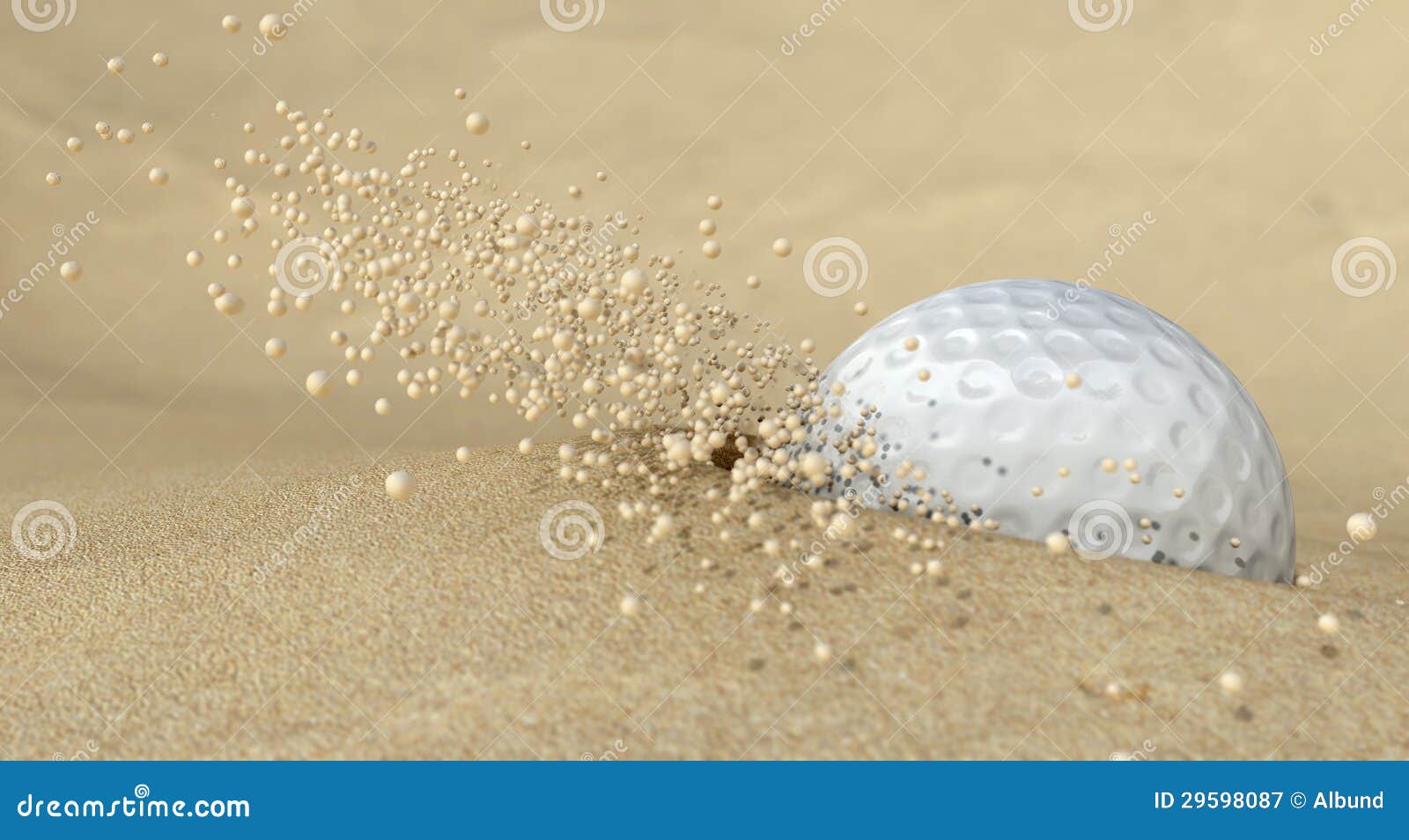 Golf Ball in Action Hitting Bunker Sand Stock Image Image of